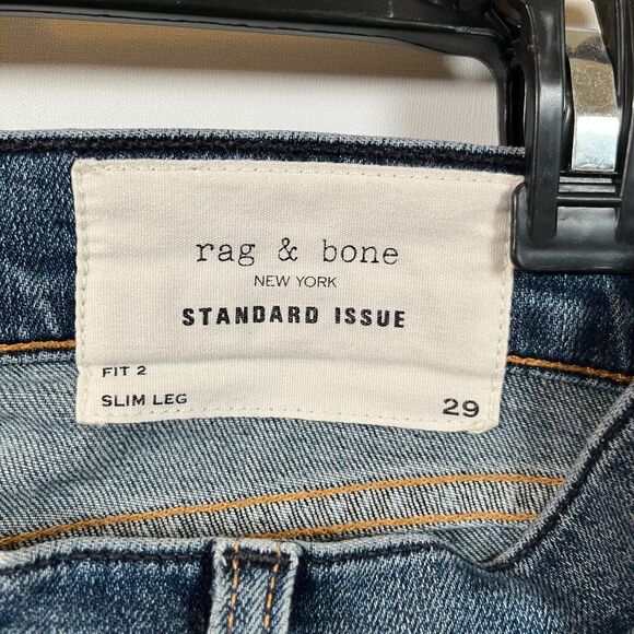 Rag & Bone Tall Mens Standard Issue Fit 2 29 x 33 Slim Leg Dark Wash Blue Jeans - Picture 2 of 9